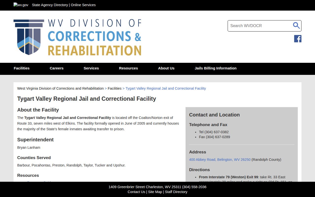 Tygart Valley facility information for Tucker County release records